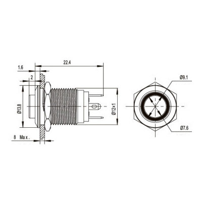 Кнопка антивандальна HQ12N/HJ-3V-G