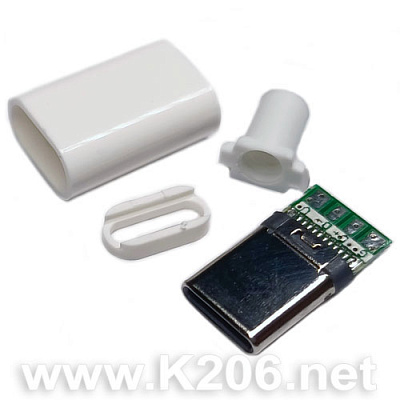 Вилка USB Type-C 4pin белая CN-7-07