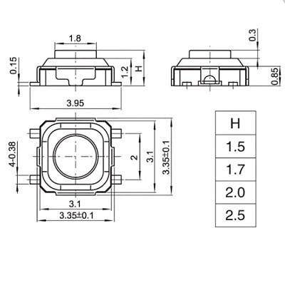 Кнопка SMD TS-028 3x3-1.5