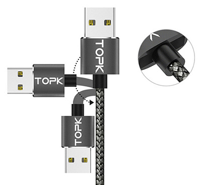 USB кабель магнитный TOPK-MICRO / BLACK