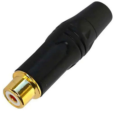 Гнездо RCA, gold, black, металлический корпус