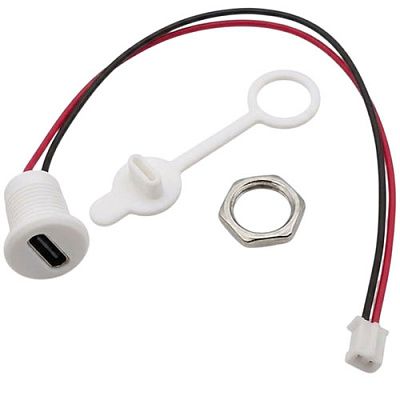 Гнездо USB Type-C 2pin с проводом 150mm White