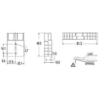 Разъем SB50A RED 8AWG аккумуляторный