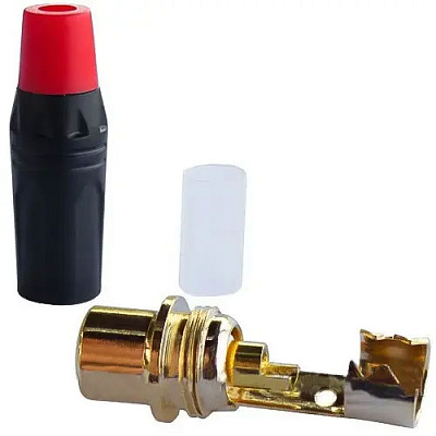 Гнездо RCA, gold, red, металлический корпус