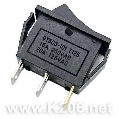 Переключатель KCD3-BLACK 15A-20A, 3 pin