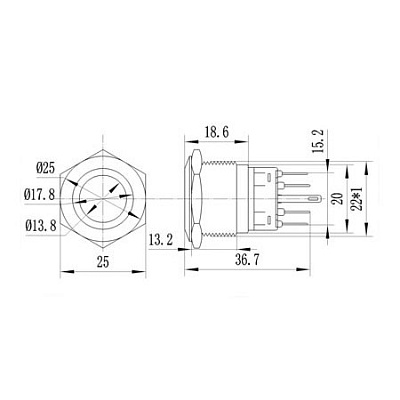 Кнопка антивандальна HQ22S/F11-24V-G