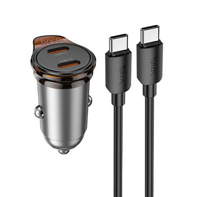 АЗП 12-24V Hoco NZ16B 2xUSB 45W Grey