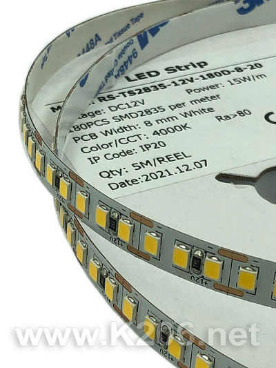 LED лента RS-2835-12V-180D-N-4000K 15W