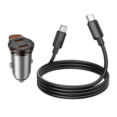 АЗП 12-24V Hoco NZ16B 2xUSB 45W Grey
