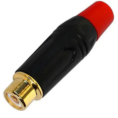 Гнездо RCA, gold, red, металлический корпус