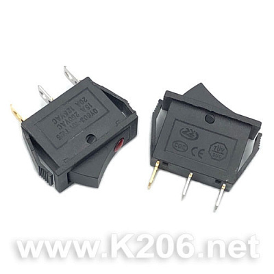 Переключатель KCD3-BLACK 15A-20A, 3 pin