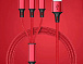 USB кабель 3-in-1 1.2m-RED /Нейлон/