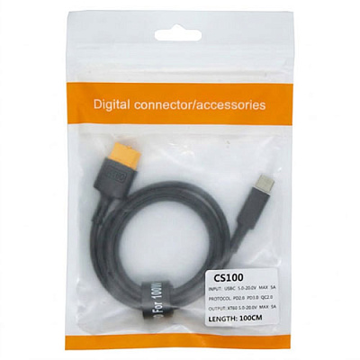 Кабель CS100 USB Type-C to XT60, 1m, 100W