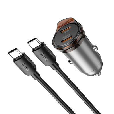 АЗП 12-24V Hoco NZ16B 2xUSB 45W Grey