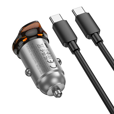 АЗП 12-24V Hoco NZ16B 2xUSB 45W Grey