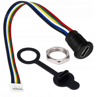 Гніздо USB Type-C 6pin з проводом 150mm Black
