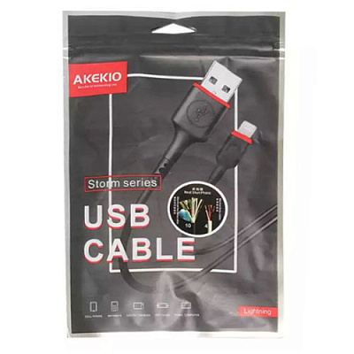 Кабель USB-LIGHTNING AKEKIO 0.9M BLACK