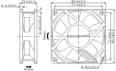Вентилятор SD8025H1S / SENSDAR