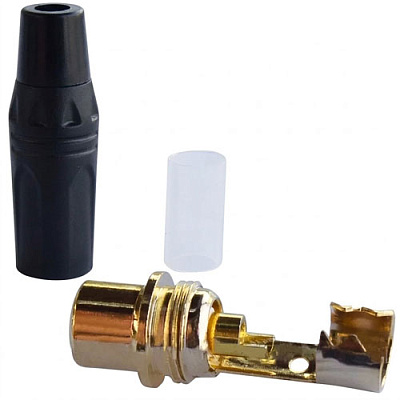 Гнездо RCA, gold, black, металлический корпус