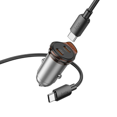 АЗП 12-24V Hoco NZ16B 2xUSB 45W Grey