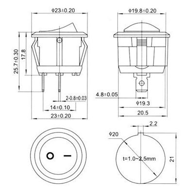 Переключатель KCD1-101-5 BLACK 2pin