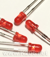 Светодиод 3mm красный диффузный