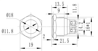 Кнопка антивандальна HQ16N/F10