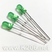 Светодиод 3mm зеленый диффузный