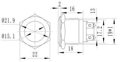 Кнопка антивандальна MP19S/F10-CMP