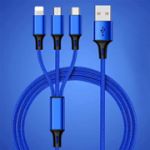 USB кабель 3-in-1 1.2m-BLUE /Нейлон/