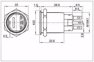Кнопка антивандальная HQ19N/F11-24V-R
