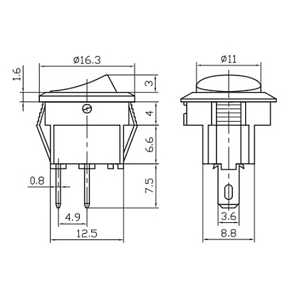 Перемикач SMRS-101-2/W (KCD5-101-2)