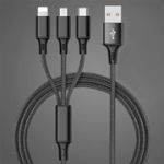 USB кабель 3-in-1 1.2m-BLACK /Нейлон/