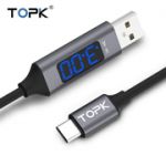 USB кабель з індикацією TOPK-TYPE-C/BLK/BLUE