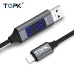 USB кабель с индикацией TOPK-IPHONE / BLK / BLUE