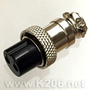 GX16-2F круглый разъем d16мм, 2pin "мама"
