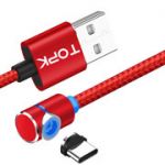 USB кабель магнитный угловой TOPK-TYPE-C RED