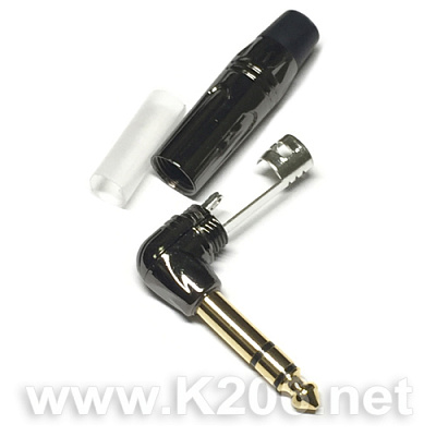 Штекер кутовий JC-347-B стерео 6,35mm/Black ring