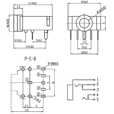 Гнездо PJ3F07/PJ-307 3.5mm stereo