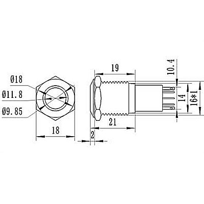 Кнопка антивандальная HQ16N/F11-24V-G