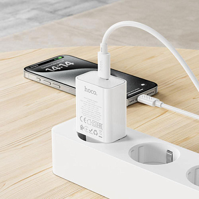 Зарядное устройство 1*USB Type-C HOCO C143A WHITE