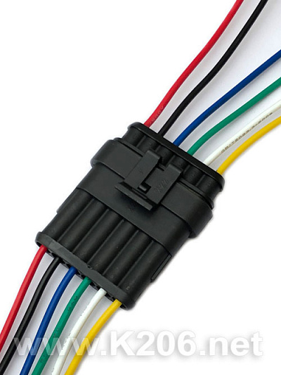 Разъём авто 6 pin с проводами (папа+мама)