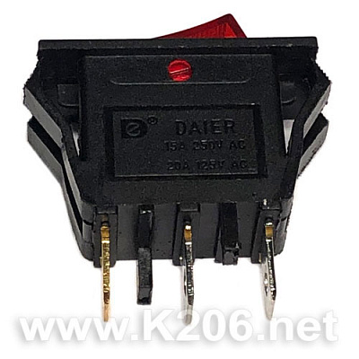 Перемикач KCD3-101V RED 15A-20A