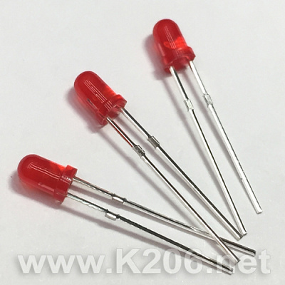 Светодиод 3mm красный диффузный