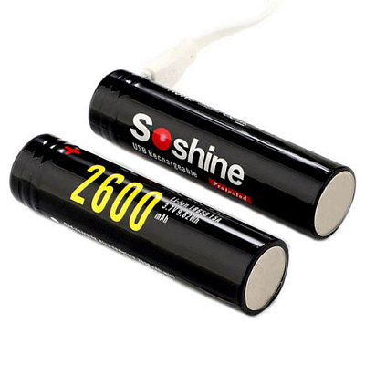 Аккумулятор Soshine 18650USB-3.7-2600 micro USB