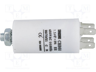 Конденсатор 1.5мкФ 450VAC (CBB60E-1.5/450)