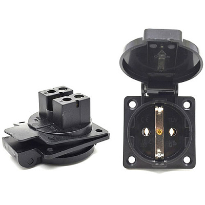 Розетка E-013 Black с крышкой IP44