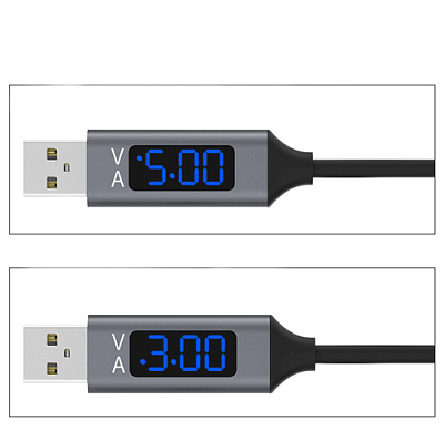 USB кабель з індикацією TOPK-IPHONE/BLK/BLUE