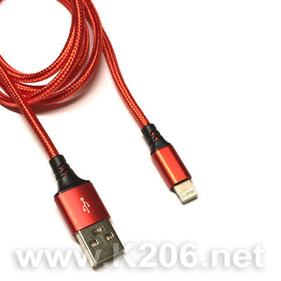 USB кабель iPhone-1m-RED /Нейлон/