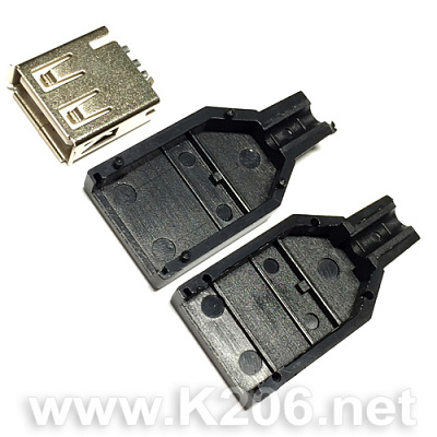 Гніздо USB тип A на кабель у корпусі